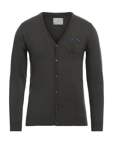 ALESSANDRO GILLES Cardigan Dark brown 68% Polyacrylic, 19% Merino Wool, 10% Polyamide, 3% Elastane
