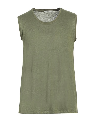 KANGRA Sleeveless sweater Military green 100% Linen, Silk