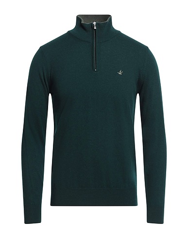 BROOKSFIELD Jumper with zip Dark green 100% Virgin Wool