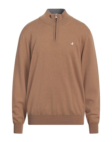 BROOKSFIELD Jumper with zip Camel 100% Virgin Wool