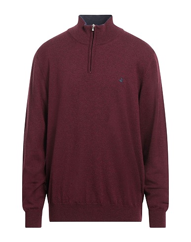 BROOKSFIELD Jumper with zip Burgundy 100% Virgin Wool