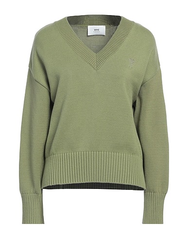 AMI ALEXANDRE MATTIUSSI Sweater Military green 85% Cotton, 15% Merino Wool