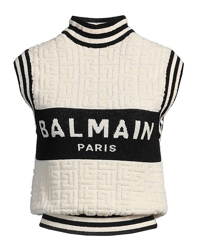 BALMAIN Polo neck Ivory 53% Virgin Wool, 35% Cotton, 12% Polyamide