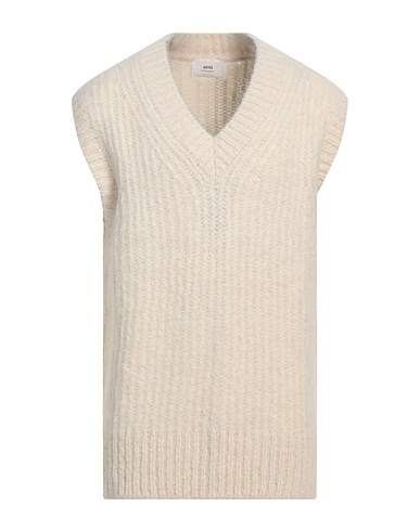 AMI ALEXANDRE MATTIUSSI Sleeveless sweater Cream 74% Alpaca wool, 22% Wool, 4% Polyamide