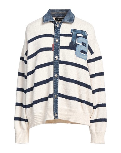 DSQUARED2 Cardigan Blanc cassé 71% Coton, 16% Polyamide, 10% Polyester, 3% Autres fibres, Élasthanne