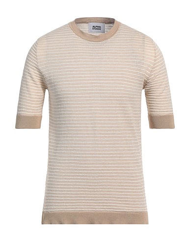 ALPHA STUDIO Jumper Beige 75% Linen, 25% Cotton