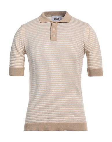 ALPHA STUDIO Sweater Beige 75% Linen, 25% Cotton