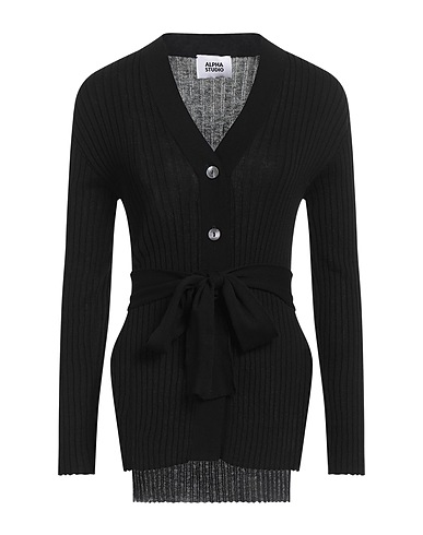 ALPHA STUDIO Cardigan Black 100% Cotton