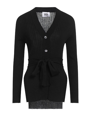 ALPHA STUDIO Cardigan NERO 100% Cotton