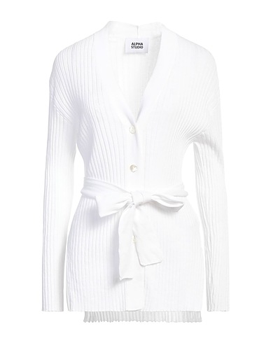 ALPHA STUDIO Cardigan BIANCO 100% Cotton