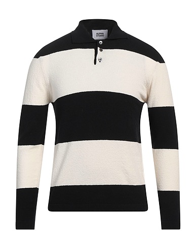 ALPHA STUDIO Sweater Black 65% Cotton, 34% Polyamide, 1% Elastane