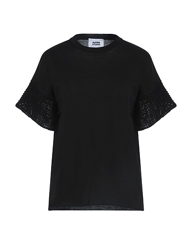 ALPHA STUDIO Pullover Nero 100% Cotone