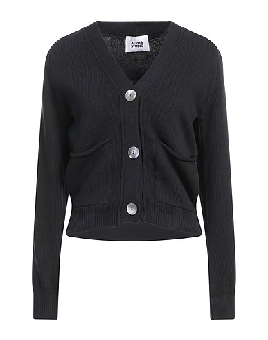 ALPHA STUDIO Cardigan Black 68% Cotton, 32% Polyamide