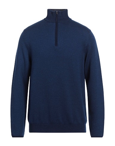 SEASE Sweater with zip Blue 60% Virgin Wool, 30% Cashmere, 10% Silk