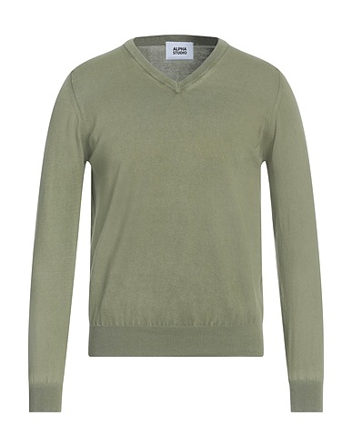 ALPHA STUDIO Jumper Military green 100% Cotton