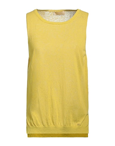 MOMONÍ Maglia Gilet Verde lime 69% Cotone, 22% Lino, 9% Poliammide, Viscosa, Fibra di metallo