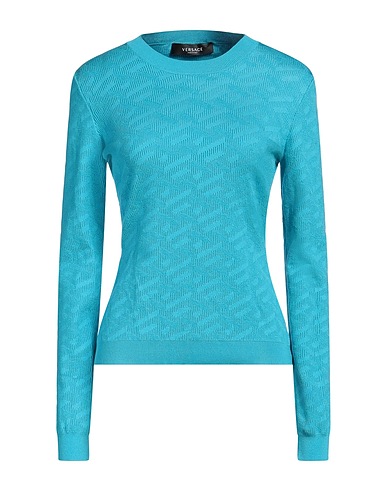 VERSACE Pullover Azzurro 93% Seta, 5% Poliammide, 2% Elastan