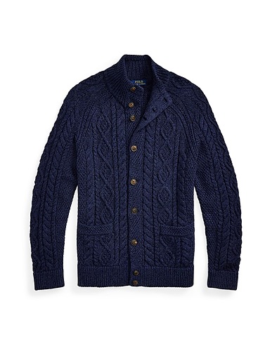 POLO RALPH LAUREN Cardigan ARAN-KNIT MARLED COTTON CARDIGAN
 Bleu marine 100% Coton