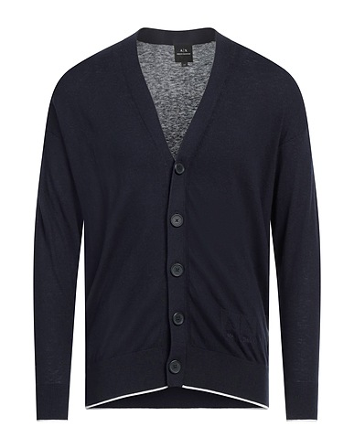 ARMANI EXCHANGE Cardigan Midnight blue 53% Cotton, 42% Viscose, 5% Silk, Polyamide, Elastane