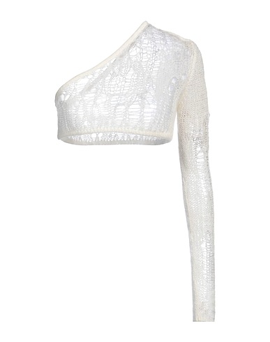 RICK OWENS One-shoulder top Ivory 50% Polyamide, 46% Mohair wool, 4% Wool
