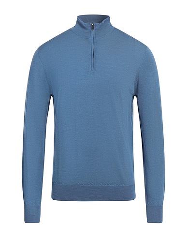 HACKETT Jumper with zip Slate blue 75% Merino Wool, 25% Silk