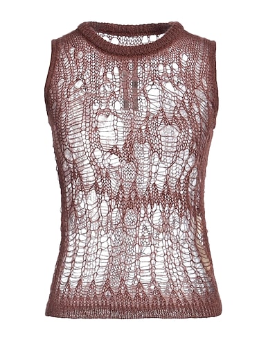 RICK OWENS Sleeveless sweater Chocolate brown 50% Polyamide, 46% Mohair wool, 4% Wool
