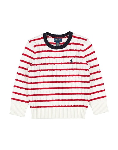 POLO RALPH LAUREN Jumper Striped Cable-Knit Cotton Sweater
 White 100% Cotton