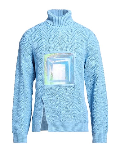EMPORIO ARMANI Polo neck Sky blue 50% Virgin Wool, 50% Acrylic, Polyester