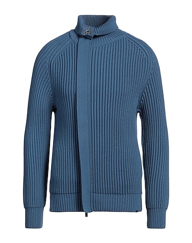 EMPORIO ARMANI Cardigan Slate blue 50% Virgin Wool, 50% Acrylic