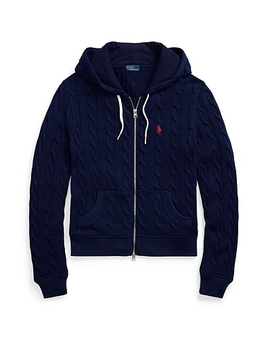 POLO RALPH LAUREN Cardigan CABLE-KNIT COTTON FULL-ZIP HOODIE
 Navy blue 100% Cotton