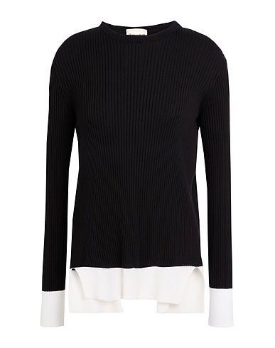 SEMICOUTURE Pullover Noir 100% Coton, Viscose, Polyester