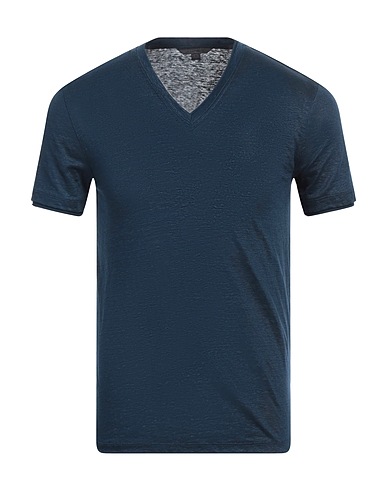 JOHN VARVATOS Basic T-Shirt Midnight blue 100% Linen