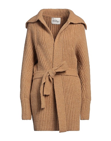 OTTOD'AME Cardigan Camel 75% Acrylic, 10% Wool, 5% Alpaca wool, 5% Viscose, 5% Polyester