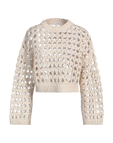 BRUNELLO CUCINELLI Sweater Beige 55% Jute, 35% Cotton, 10% Polyamide