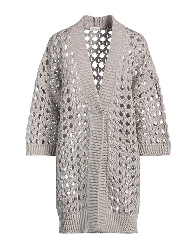 BRUNELLO CUCINELLI Cardigan Light grey 55% Jute, 35% Cotton, 10% Polyamide