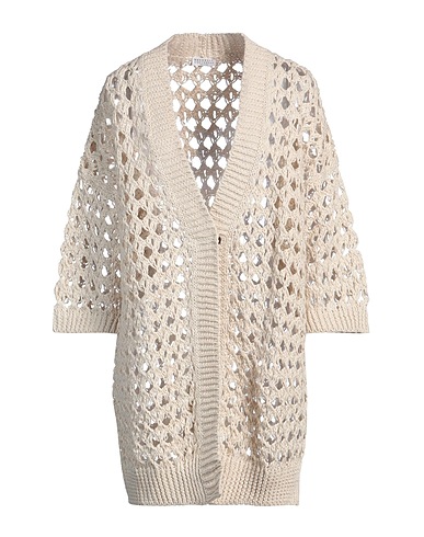 BRUNELLO CUCINELLI Cardigan Beige 55% Jute, 35% Cotton, 10% Polyamide