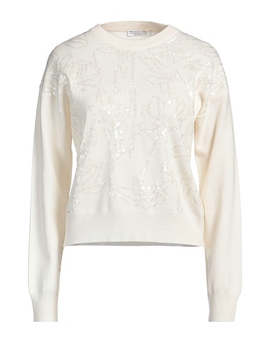 BRUNELLO CUCINELLI Jumper Cream 60% Wool, 30% Cashmere, 10% Silk, Polyester