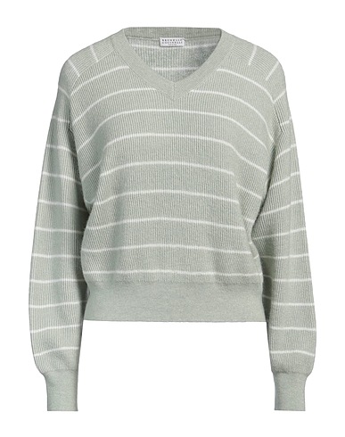 BRUNELLO CUCINELLI Jumper Light green 50% Alpaca wool, 50% Cotton, Ecobrass