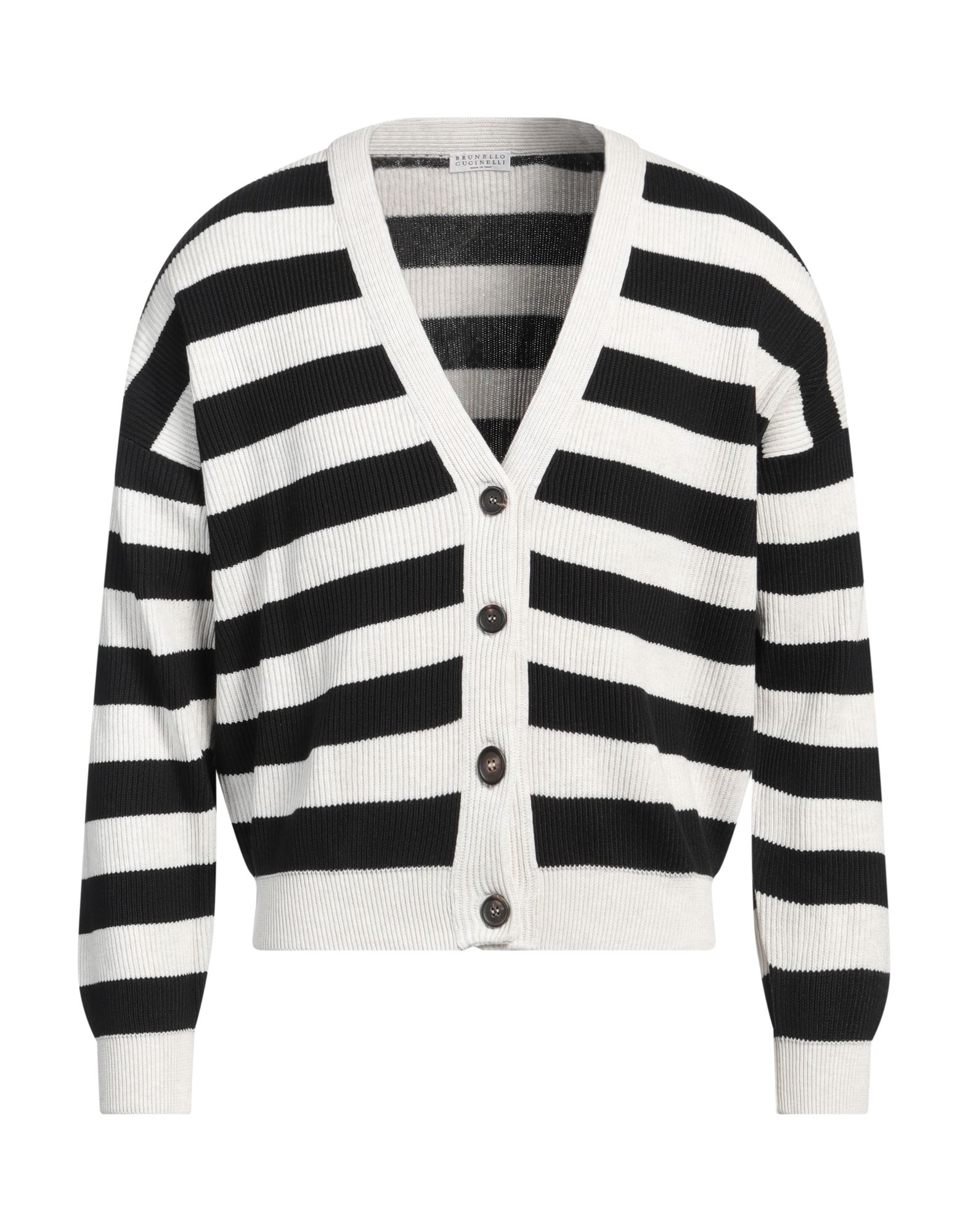 BRUNELLO CUCINELLI - BRUNELLO CUCINELLI カーディガン ボーダー柄 XXS 白 黒 Brunello Cucinelli Cardigan - Sweaters - Free Shipping