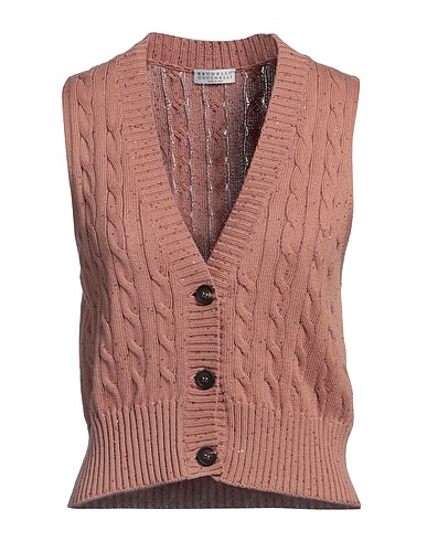 BRUNELLO CUCINELLI Cardigan Light brown 96% Cotton, 4% Elastane, Polyester