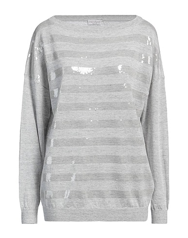 BRUNELLO CUCINELLI Jumper Light grey 77% Linen, 23% Cotton, Polyester