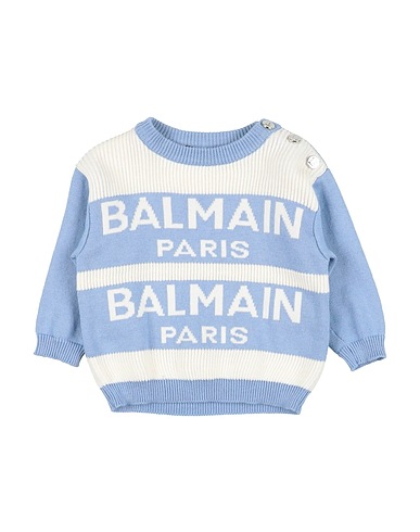 BALMAIN Jumper Sky blue 85% Cotton, 15% Cashmere