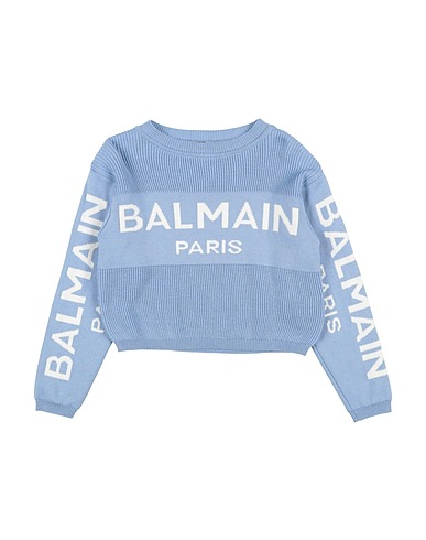 BALMAIN Sweater Light blue 85% Cotton, 15% Cashmere