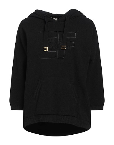 ELISABETTA FRANCHI Hooded track jacket  Black 66% Cotton, 34% Polyamide