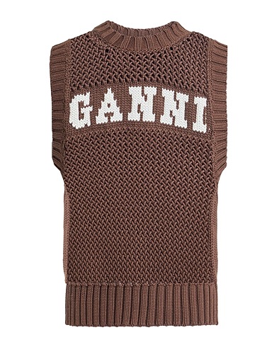 GANNI Jumper Dark brown 55% Organic cotton, 45% Polyamide