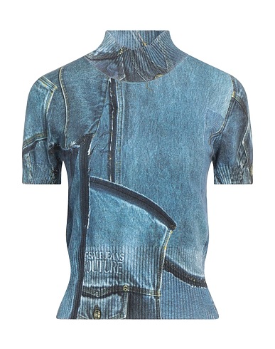 VERSACE JEANS COUTURE Turtleneck Blue 92% Cotton, 8% Polyamide