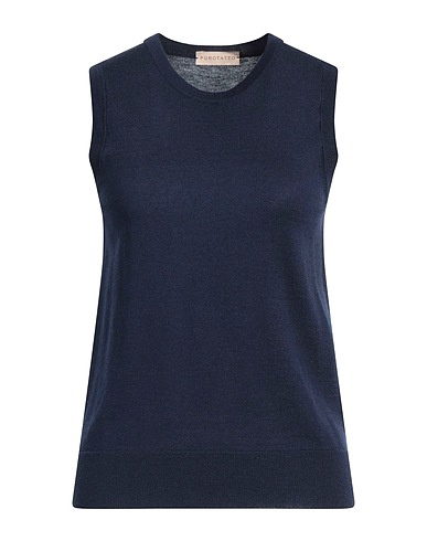 PUROTATTO Maglia Gilet Blu navy 70% Seta, 30% Cachemire