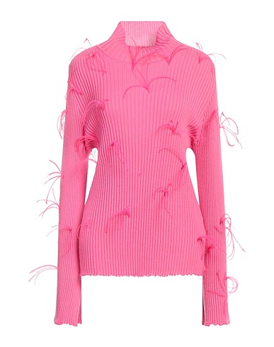 MARQUES' ALMEIDA Col roulé Rose 100% Laine mérinos, Plumes d'autruche