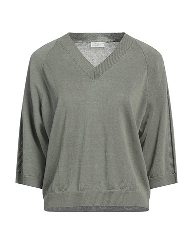 PESERICO Pullover Verde militare 60% Lino, 40% Cotone, Fibra di metallo