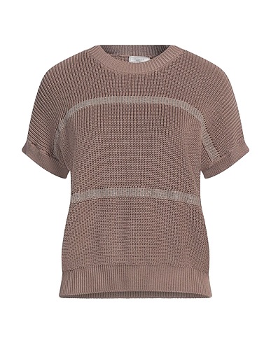 PESERICO Pullover Marrone 100% Cotone, Fibra di metallo